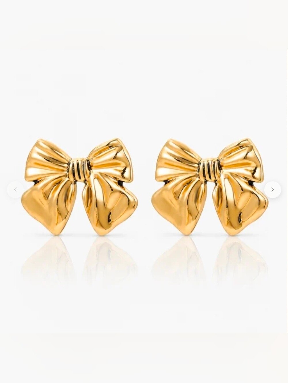 Gold Bow Stud Earrings - Women Jewelry